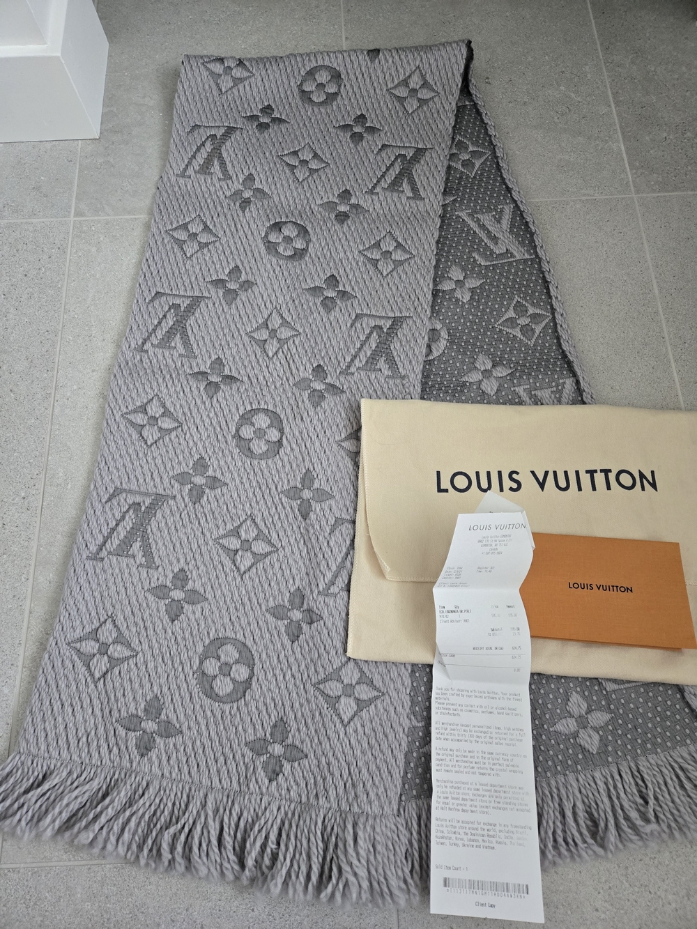 Louis Vuitton Grey Logomania Scarf